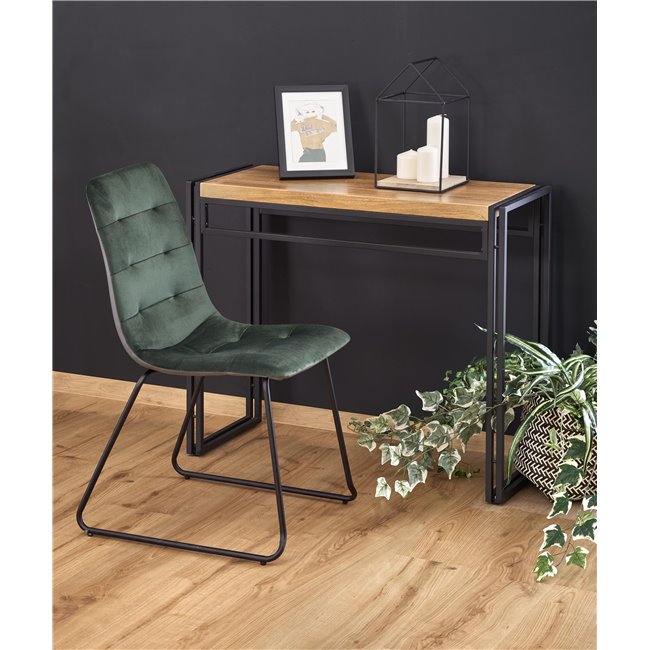 Holivar Console Table – Oak MDF with Black Steel Frame