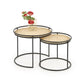 Hando Side Table Set – 2-Piece Black & Natural Steel and Rattan Tables