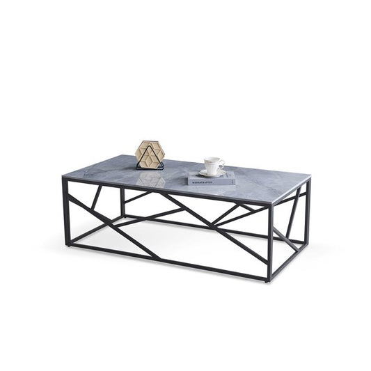Hauni Coffee Table – Grey Sintered Stone Top with Steel Frame, 120×60×45 cm