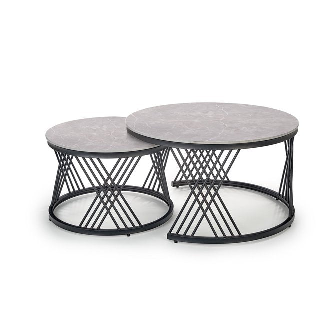 Halmingo Coffee Table Set – Sintered Stone Tops with Steel Frame (2 Pieces)