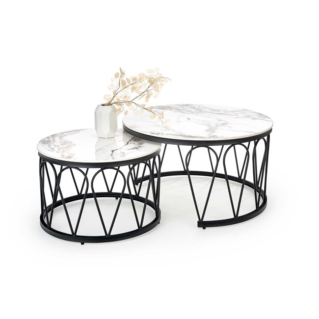 Hormosa Coffee Table Set – Sintered Stone Tops with Steel Frame (2 Pieces)