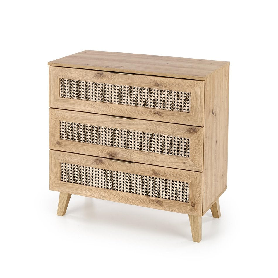 Chest of drawers Horeno, oak/black color, MDF, H85x80x40cm