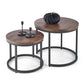 Horeo Coffee Table Set – 2 Walnut & Black MDF Tables with Steel Frame