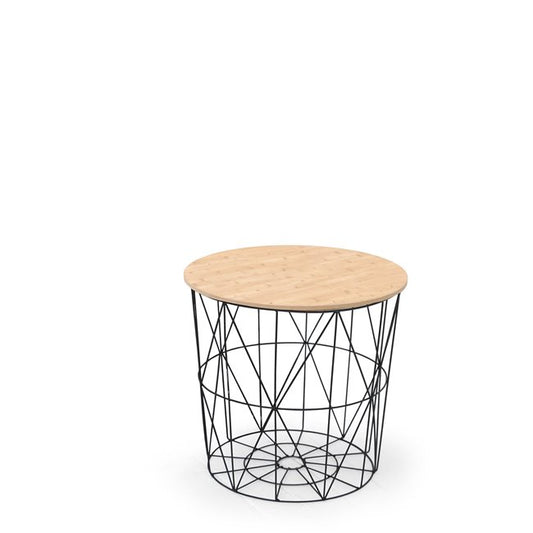 Hariffa Coffee Table – Natural Wood Look & Steel Base, Ø42×41 cm