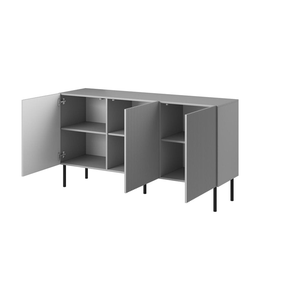 Sideboard Hasensio, light grey/black, MDF/metal, H81x150x42cm