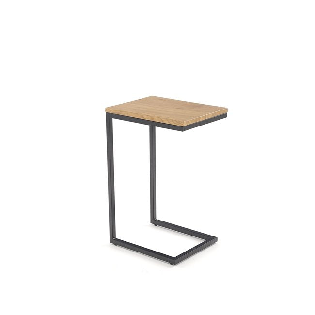 Hisan Side Table – Black & Oak MDF with Steel Frame