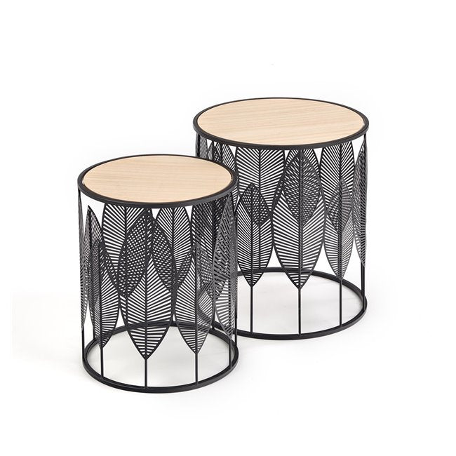 Holla Black Side Table Set – 2-Piece MDF & Steel Tables