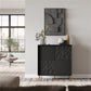 Sideboard Haulet, black/gold color, H105x100x41cm