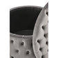 Grey Velvet Hunez Storage Ottoman – Round Accent Bench