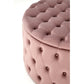Pink Velvet Storage Ottoman – Round Accent Bench