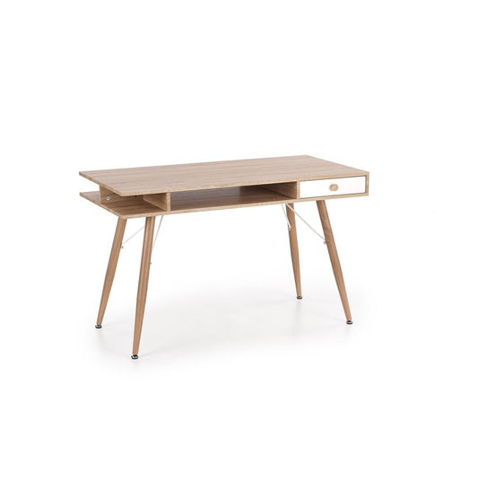 Hyrathis Desk – Oak and White MDF with Steel Frame