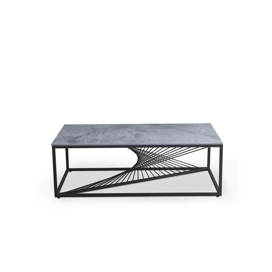 Hanfiny Coffee Table - Grey Sintered Stone Top with Steel Frame