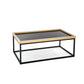 Hespa Coffee Table – Natural & Black MDF Top with Steel Frame, 100×60×39 cm