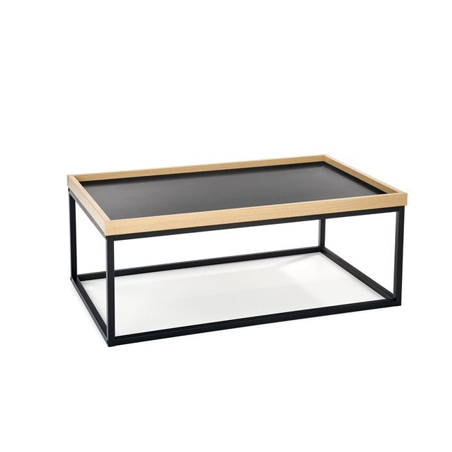 Hespa Coffee Table – Natural & Black MDF Top with Steel Frame, 100×60×39 cm