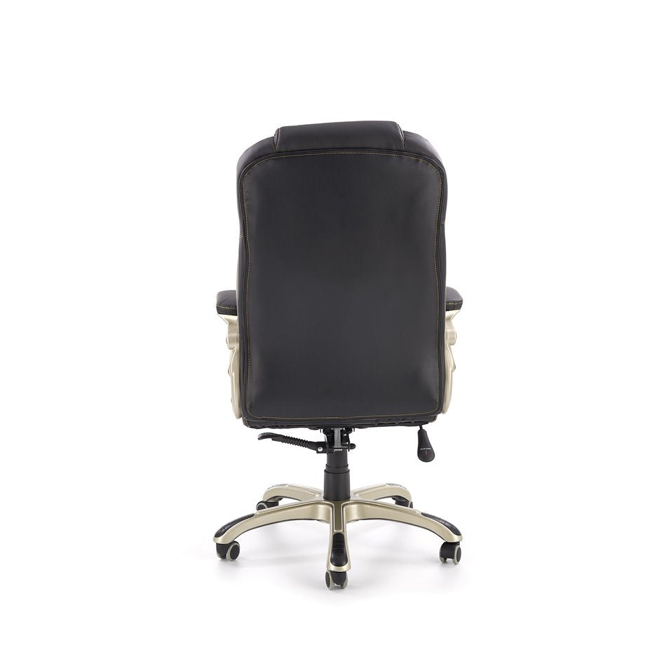 Hesmond Bürostuhl, höhenverstellbar – Schwarzes Öko-Leder, modernes ergonomisches Design
