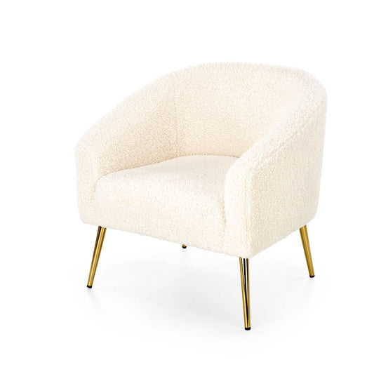 Lounge chair Hrifonetti-G, cream color boucle fabric, H78x67x77cm, seat H45cm