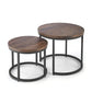 Horeo Coffee Table Set – 2 Walnut & Black MDF Tables with Steel Frame