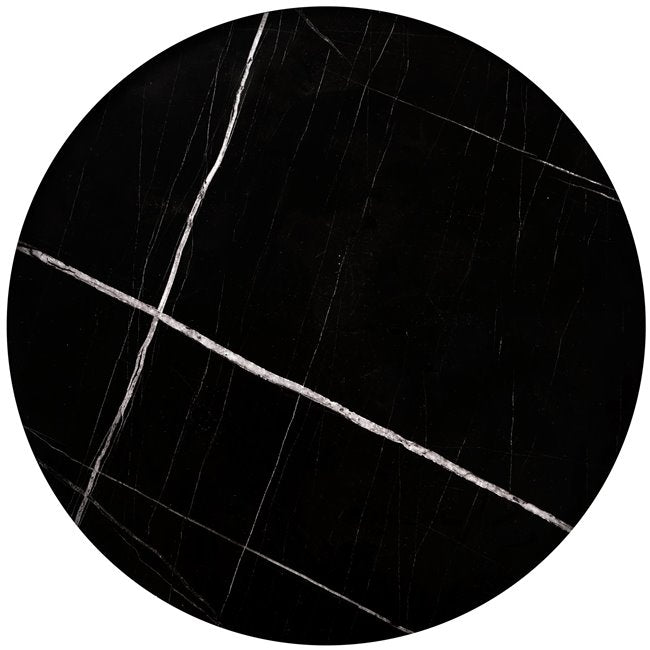 Haleta Coffee Table Set - 2 Black Round MDF Tables with Steel Base