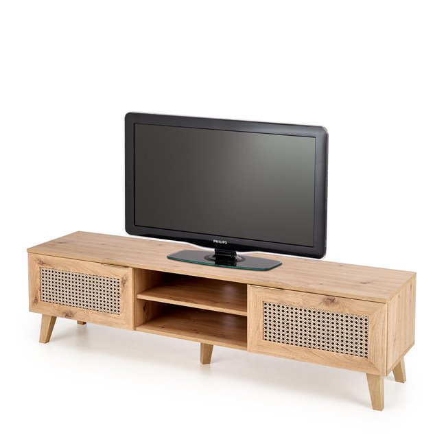 Horeno TV Table – Oak & Black MDF, 150×40×45 cm