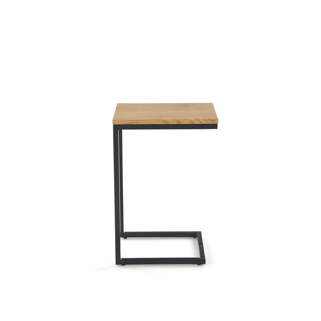 Hisan Side Table – Black & Oak MDF with Steel Frame