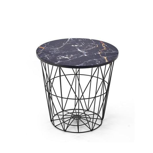 Harisso Black Coffee Table – Round MDF Top with Steel Base