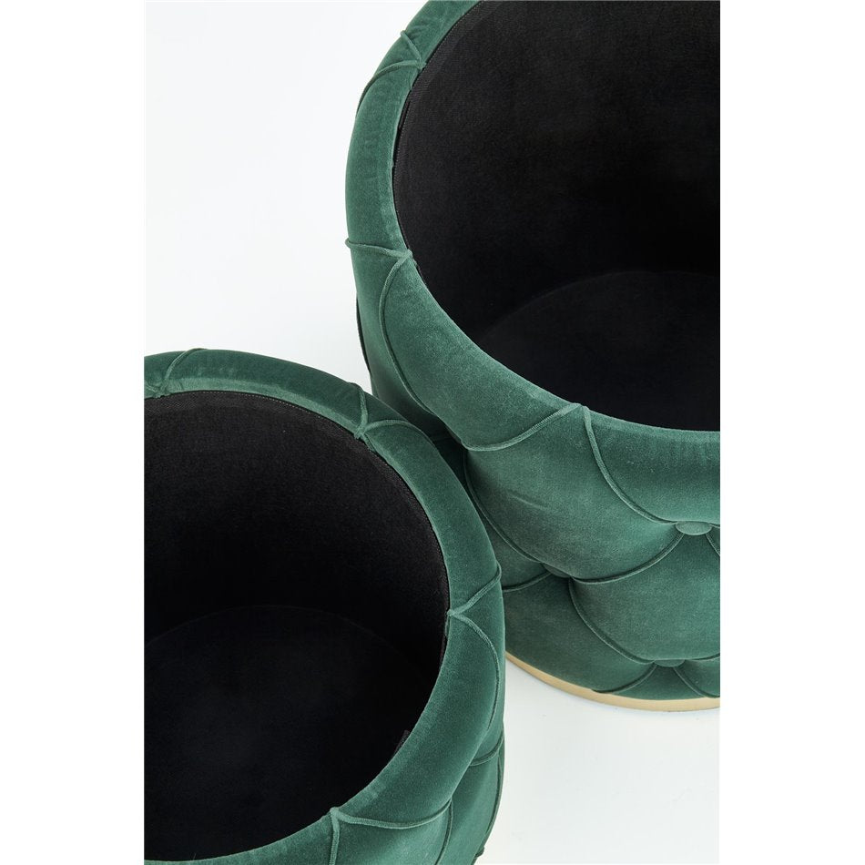 Set of 2 Holly Dark Green Poufs