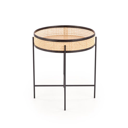 Hanipa Coffee Table – Natural Rattan & Steel Frame, Ø50×55 cm