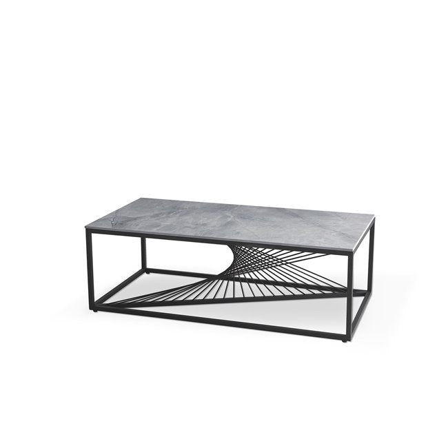 Hanfiny Coffee Table - Grey Sintered Stone Top with Steel Frame