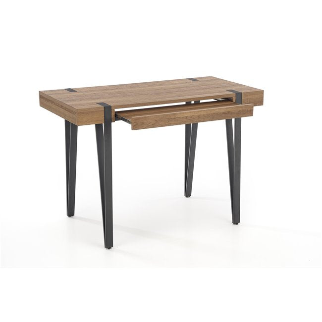 Hesmara Desk – Black and Walnut MDF with Steel Frame