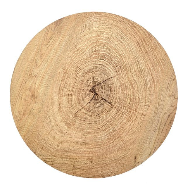 Haroklyn Side Table – Natural Oak MDF with Black Steel Frame