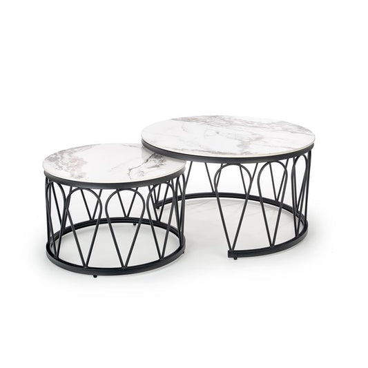 Hormosa Coffee Table Set – Sintered Stone Tops with Steel Frame (2 Pieces)