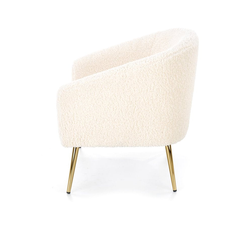 Lounge chair Hrifonetti-G, cream color boucle fabric, H78x67x77cm, seat H45cm