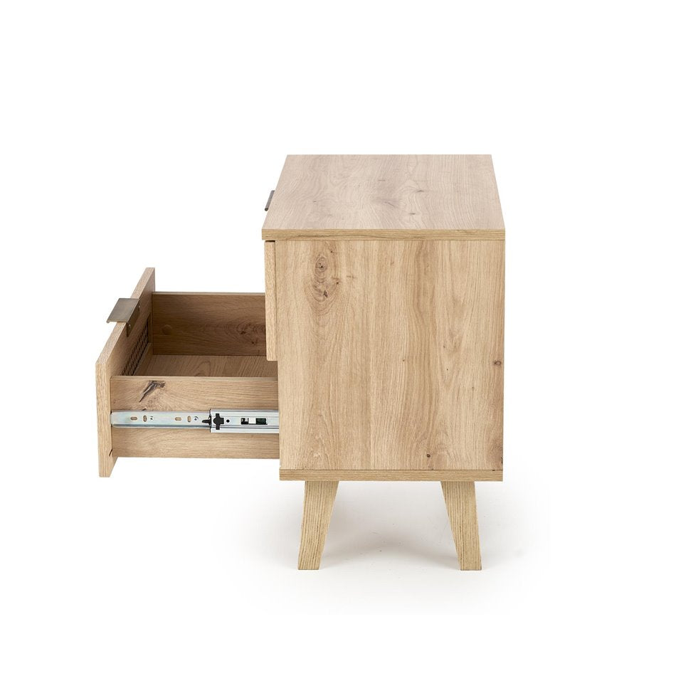 Bedside table Horeno, oak/black color, MDF, H52x50x34cm