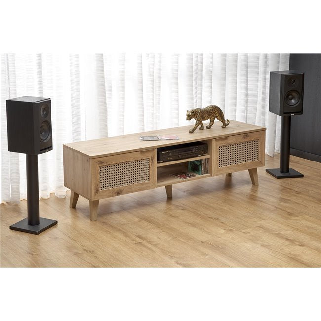 Horeno TV Table – Oak & Black MDF, 150×40×45 cm