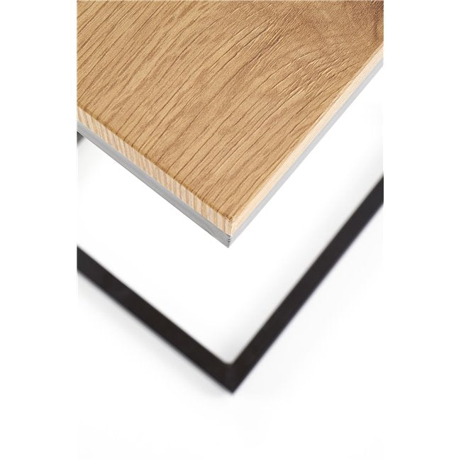 Hisan Side Table – Black & Oak MDF with Steel Frame