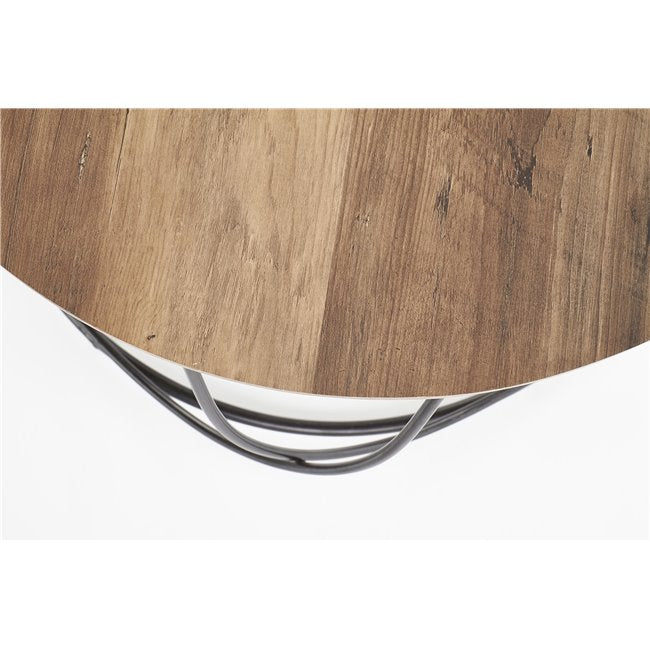 Hubira Coffee Table – Black & Walnut MDF Top with Steel Frame, Ø60×41 cm