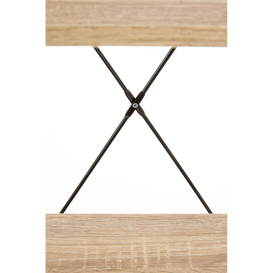 Shelf Harvik, black/oak color, MDF/steel, H148x34x32cm