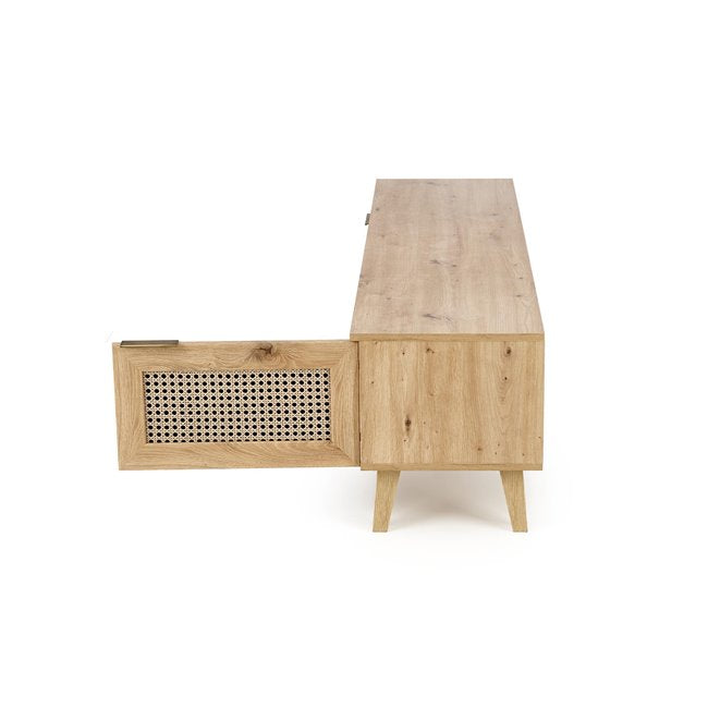 Horeno TV Table – Oak & Black MDF, 150×40×45 cm