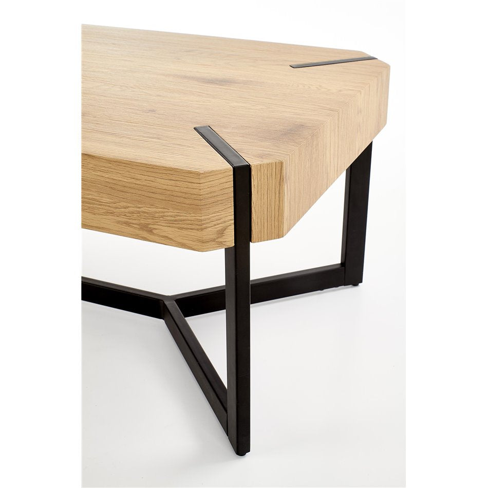 Havida Coffee Table – Natural Wood Look & Steel Frame, 110×60×43 cm