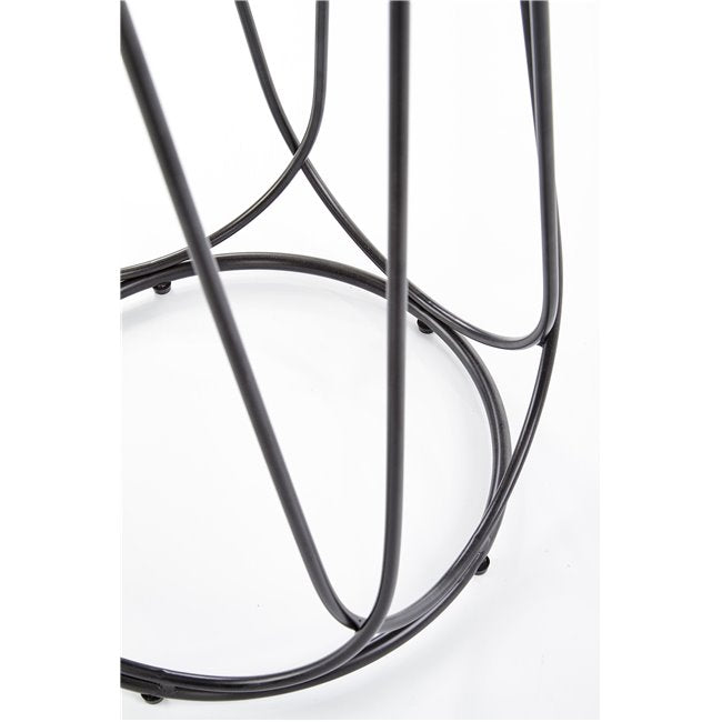 Hubira-S Coffee Table – Black & Walnut MDF Top with Steel Frame, Ø40×51 cm