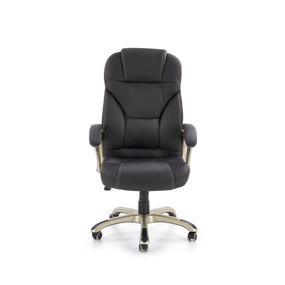 Hesmond Bürostuhl, höhenverstellbar – Schwarzes Öko-Leder, modernes ergonomisches Design