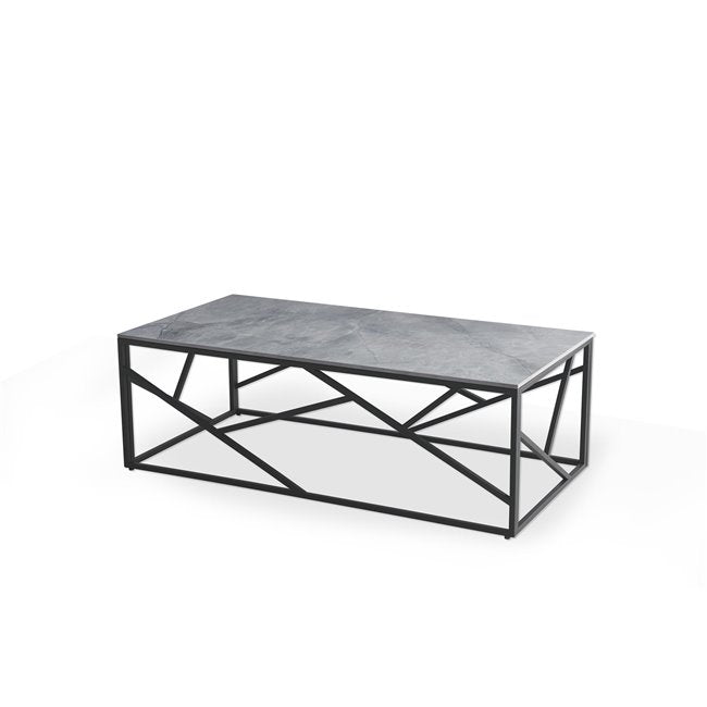 Hauni Coffee Table – Grey Sintered Stone Top with Steel Frame, 120×60×45 cm