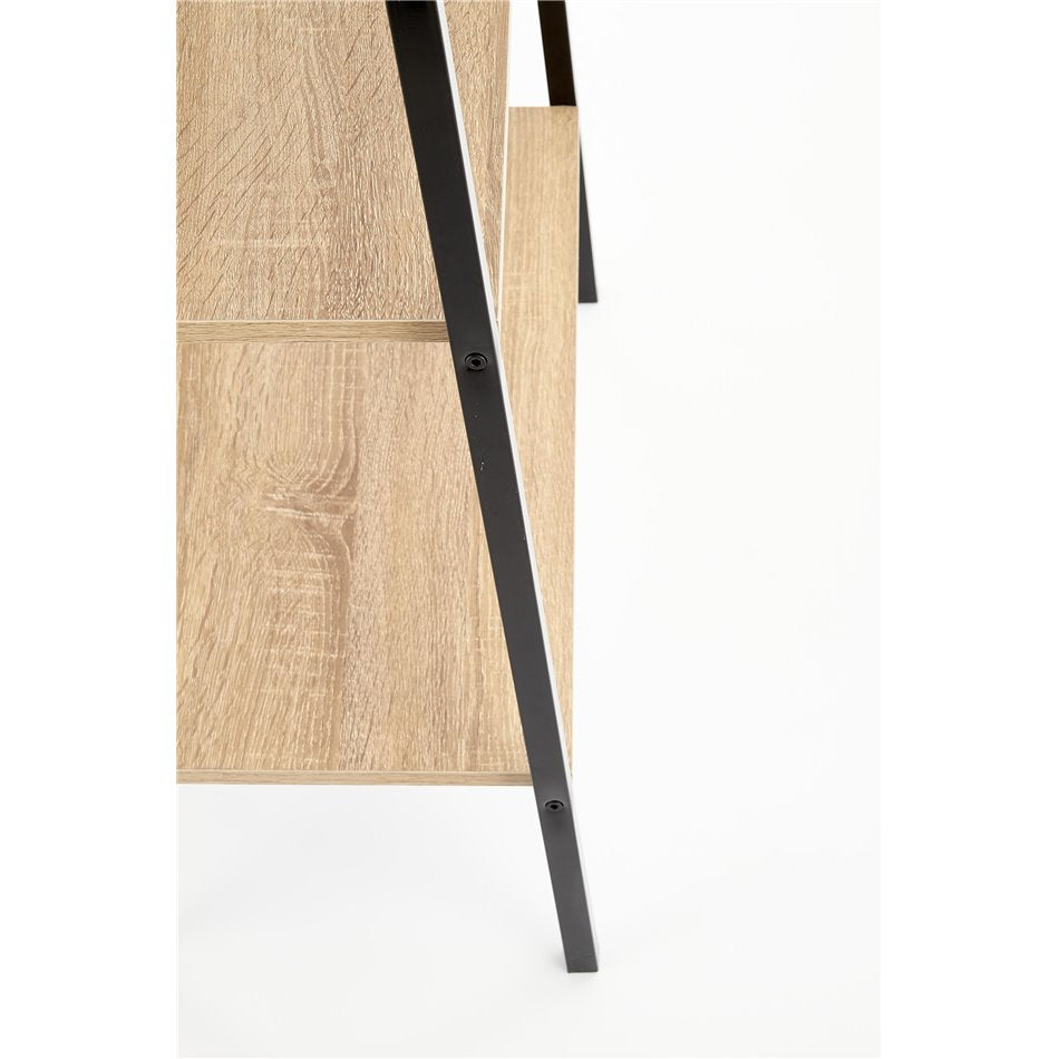 Shelf Harvik, black/oak color, MDF/steel, H148x34x32cm