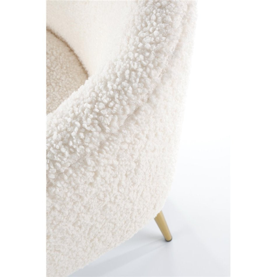 Lounge chair Hrifonetti-G, cream color boucle fabric, H78x67x77cm, seat H45cm