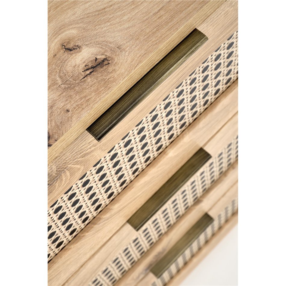 Chest of drawers Horeno, oak/black color, MDF, H85x80x40cm