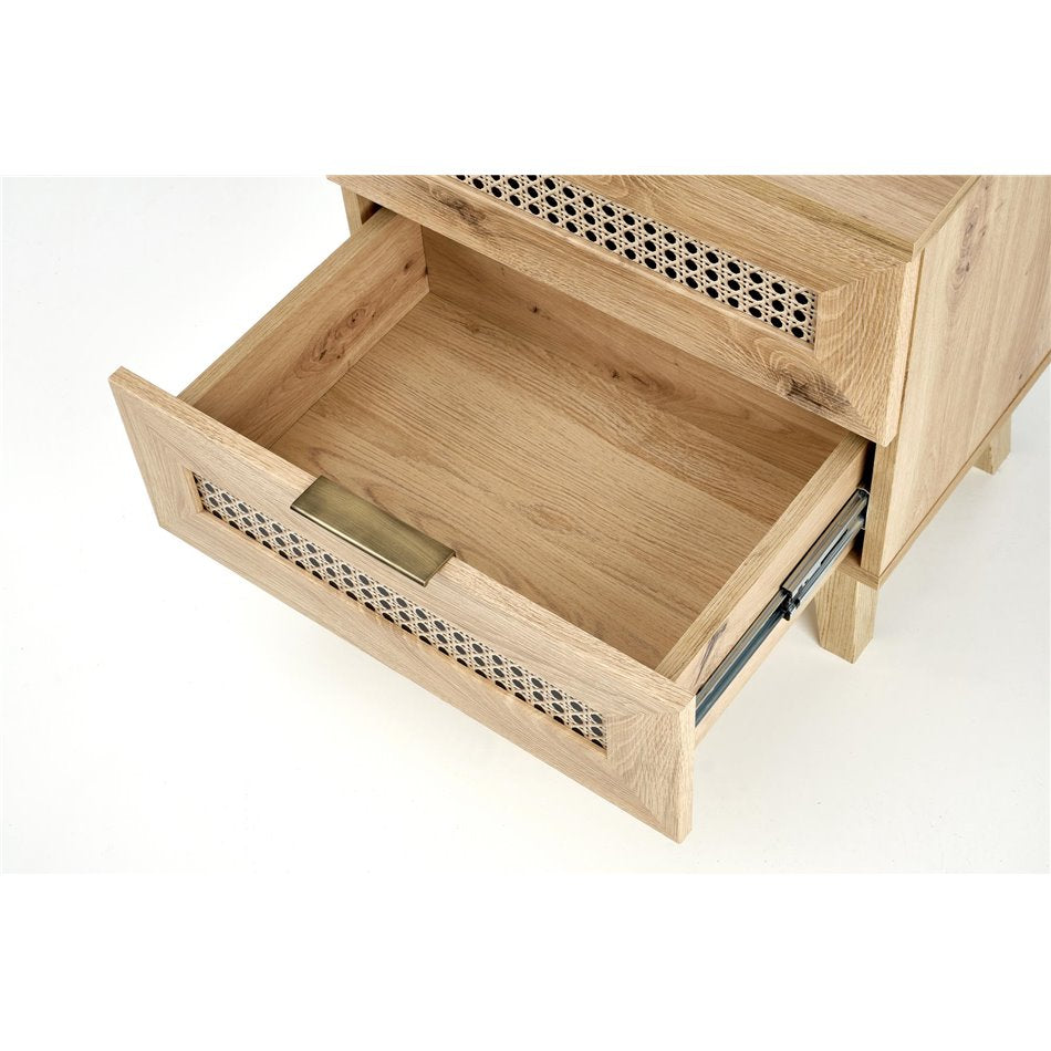 Bedside table Horeno, oak/black color, MDF, H52x50x34cm