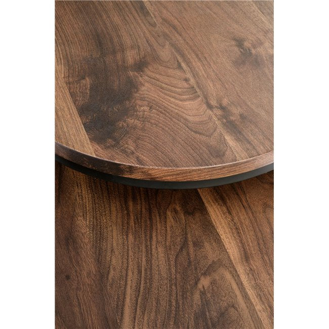 Horeo Coffee Table Set – 2 Walnut & Black MDF Tables with Steel Frame