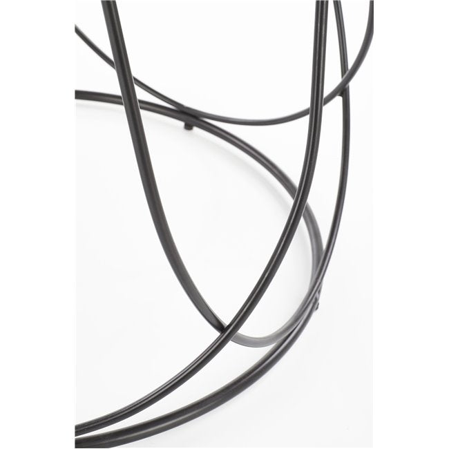 Hubira Coffee Table – Black & Walnut MDF Top with Steel Frame, Ø60×41 cm