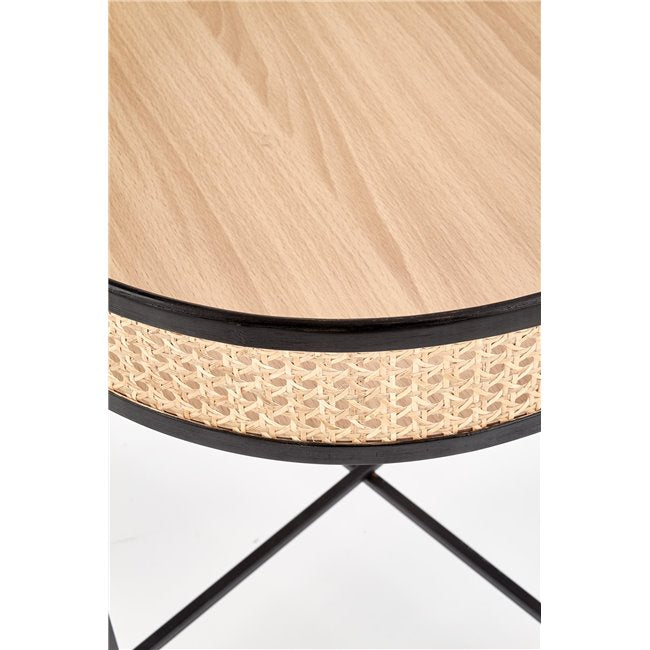 Hanipa Coffee Table – Natural Rattan & Steel Frame, Ø50×55 cm