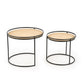 Hando Side Table Set – 2-Piece Black & Natural Steel and Rattan Tables